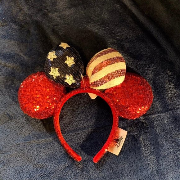 Disney Parks Minnie Mouse Patriotic Americana Ears Headband - Picture 2 of 3